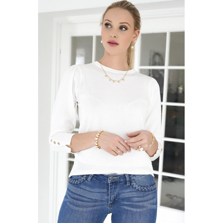 Freequent Trui FQKatie PU 3/4 Offwhite