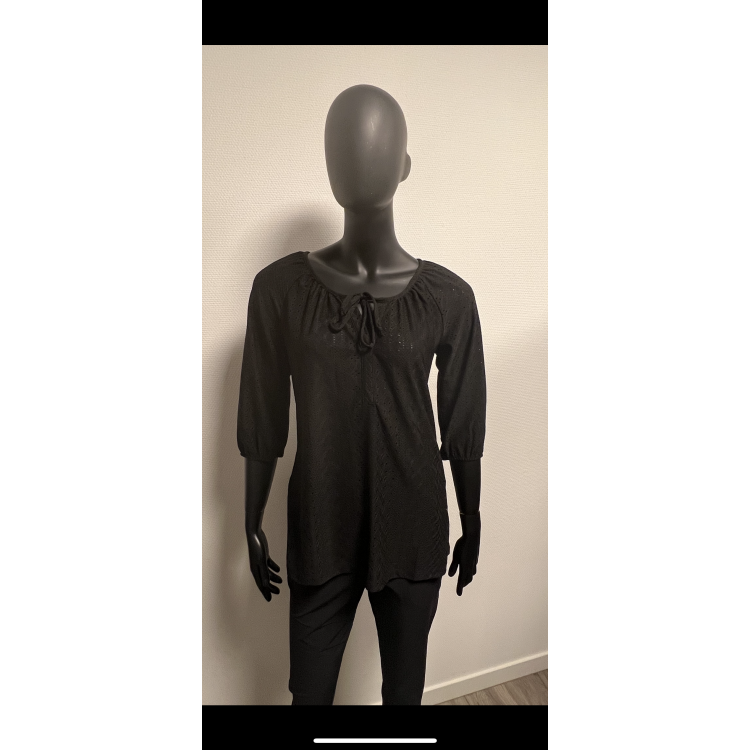 NED Top Elin 3/4 Ajour Zwart